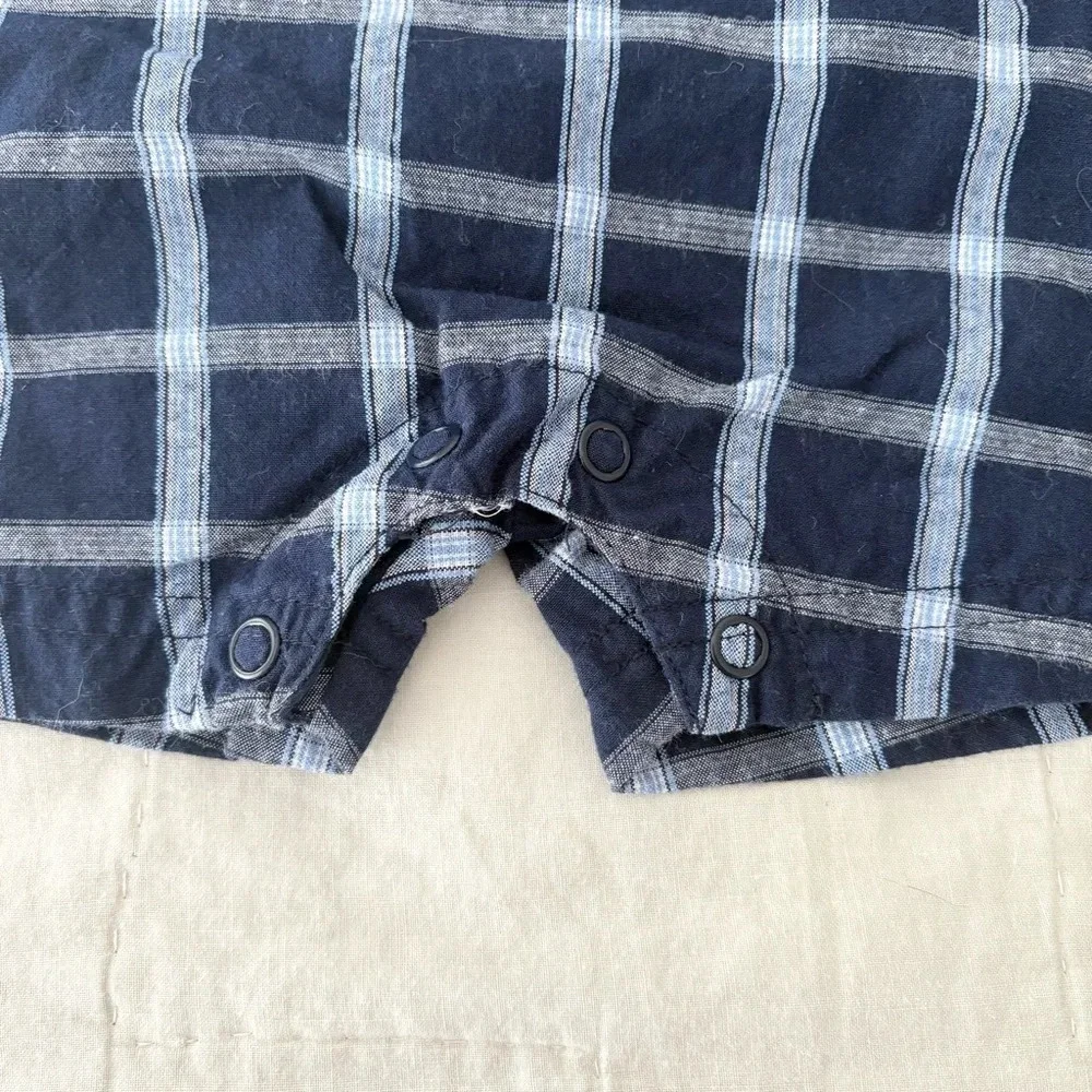 Vintage Carter’s Navy Plaid Dinosaur One Piece Jumper Size 6 Months